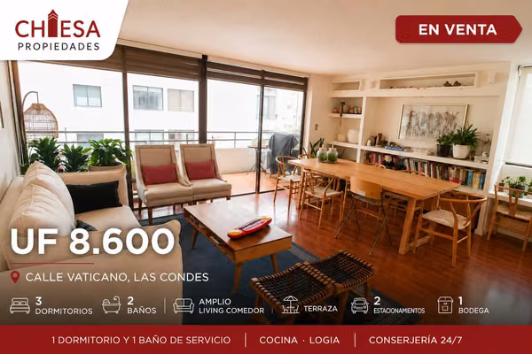 Amplio Departamento 3D + Servicio en Las Condes (181978)