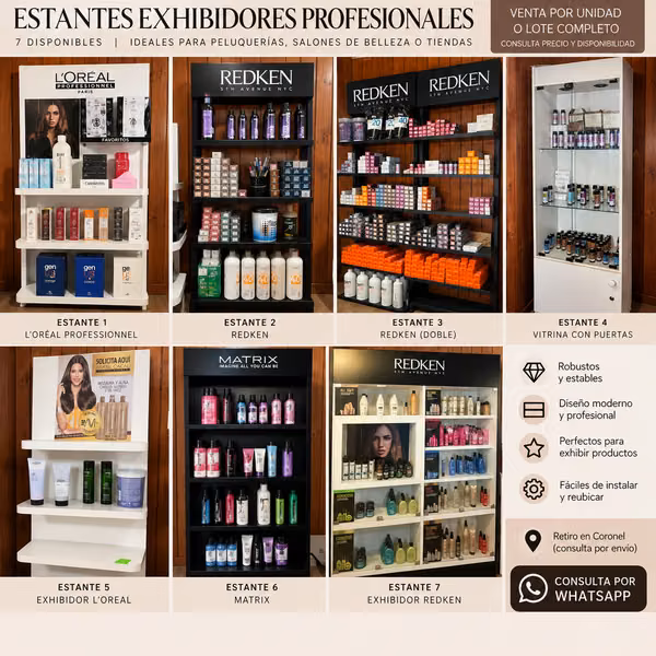 Estantes Redken metálicos con repisas de vidrio fumée – 3 unidades