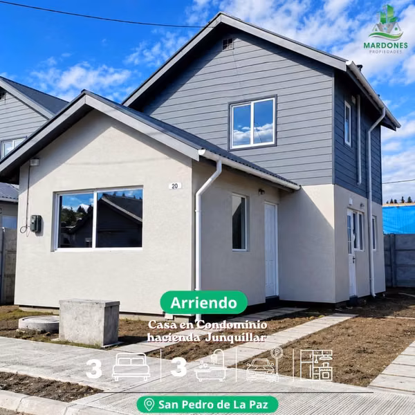 SE ARRIENDA CASA NUEVA EN CONDOMINIO JUNQUILLAR SAN PEDRO DE LA PAZ