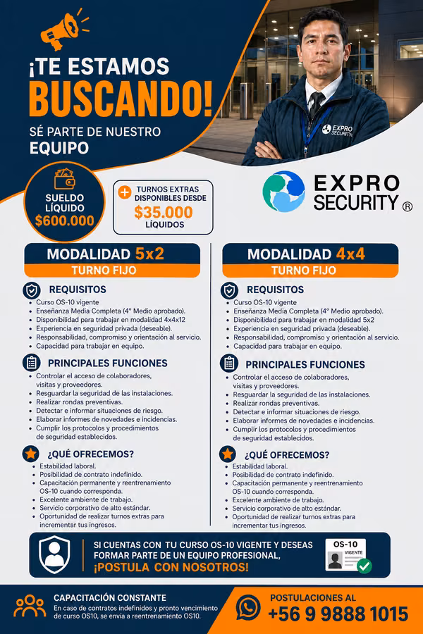 guardia de seguridad con o sin curso osorno