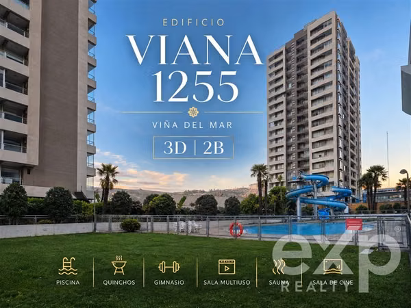 En venta de 3D 2B en Viña del Mar, condomino de lujos