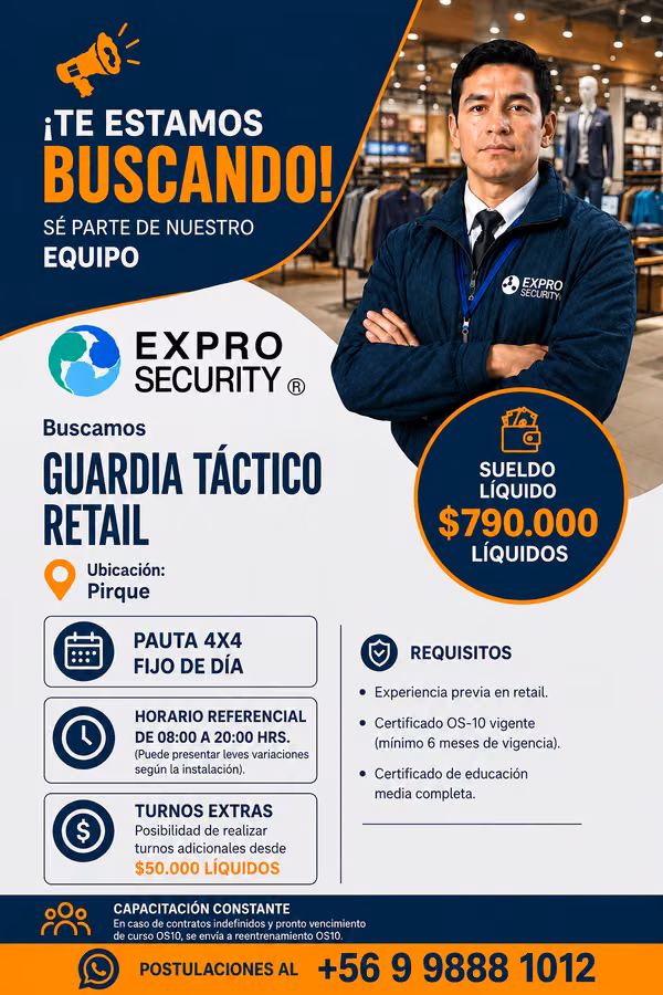guardia de seguridad tactico supermercado en pirque