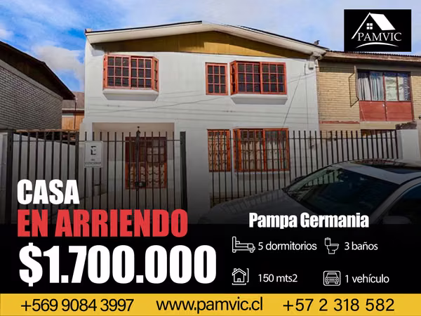 Casa en Arriendo en Pasaje Pampa Germania