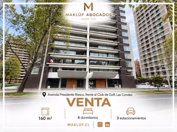 Departamento 4 dormitorios en venta, Presidente Riesco, El Golf, Las Condes