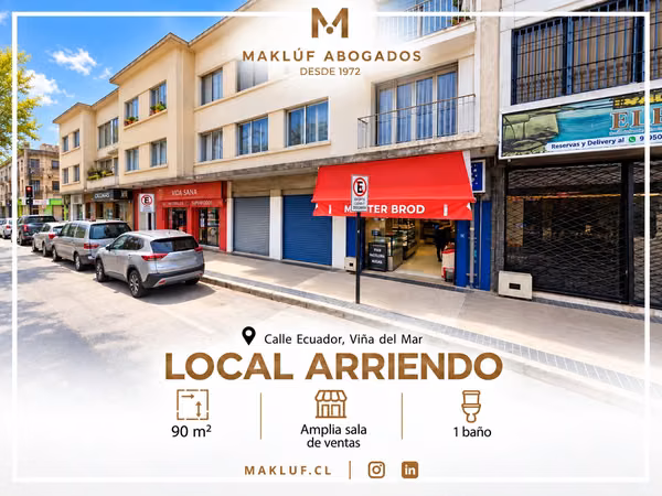 Local 90 m2 en arriendo, calle Ecuador, Viña del Mar
