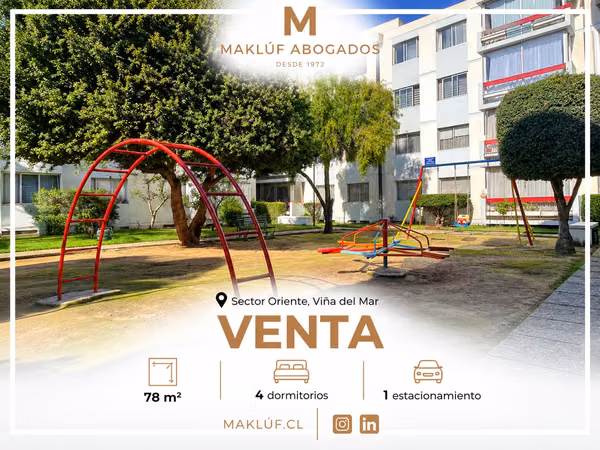 Departamento 4 dormitorios en venta, sector Oriente, Viña del Mar.