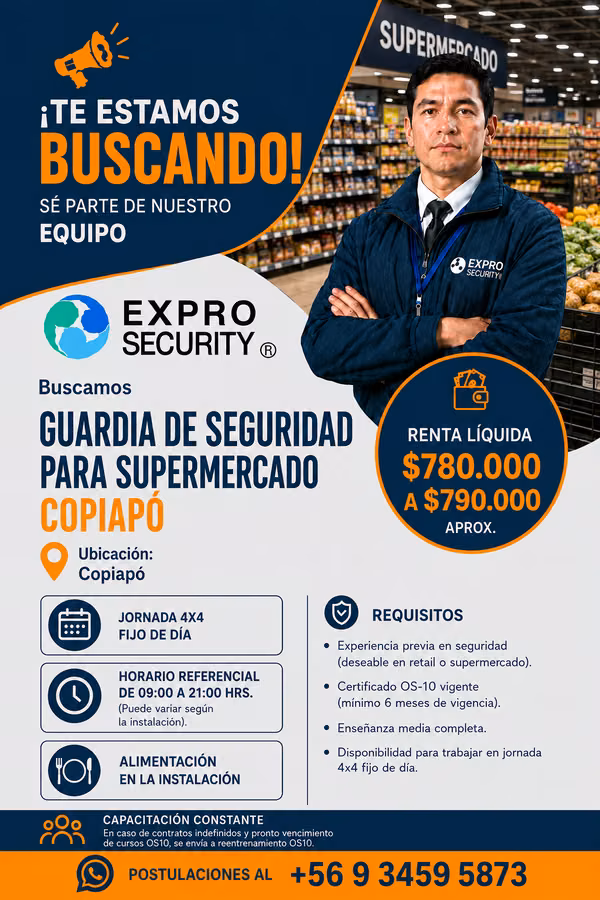 guardia de seguridad os10 en copiapo