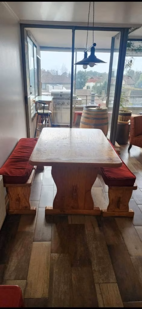 Mesa Comedor Madera Pino Oregon 2 pulgadas (incluye Bancas)