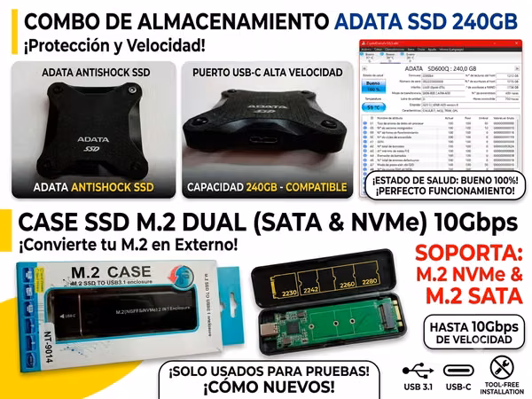 COMBO SSD ADATA 240GB + CASE M.2