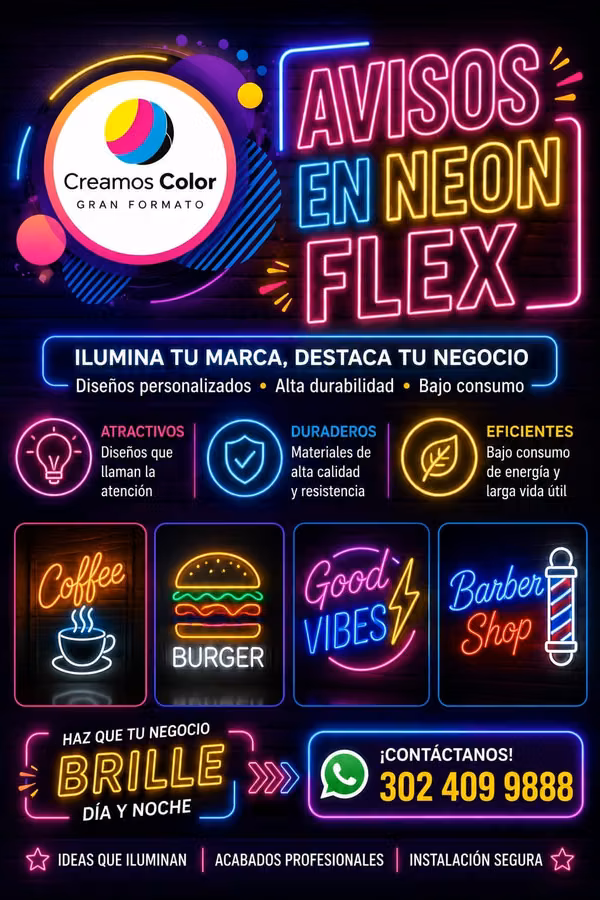 avisos en neón Flex