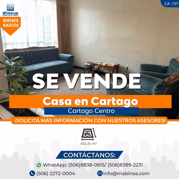 CA- 737    CASA EN EL CENTRO DE CARTAGO