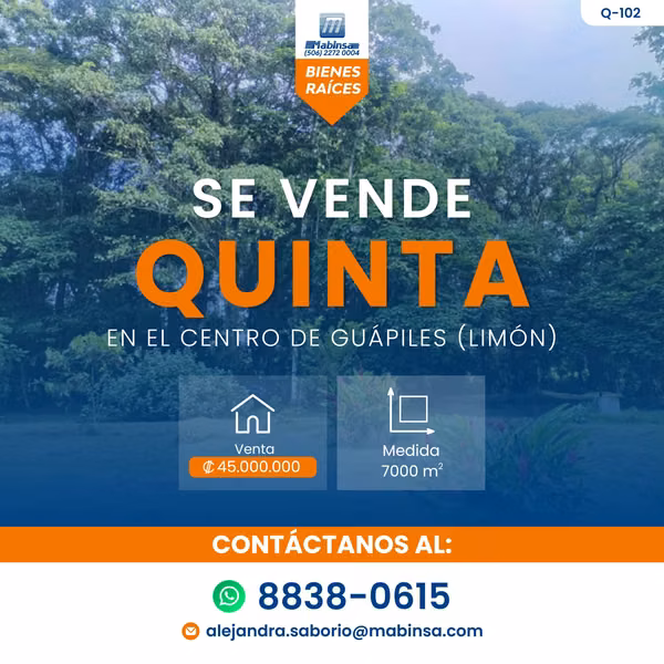 SE VENDE QUINTA– Guapiles| Q-103