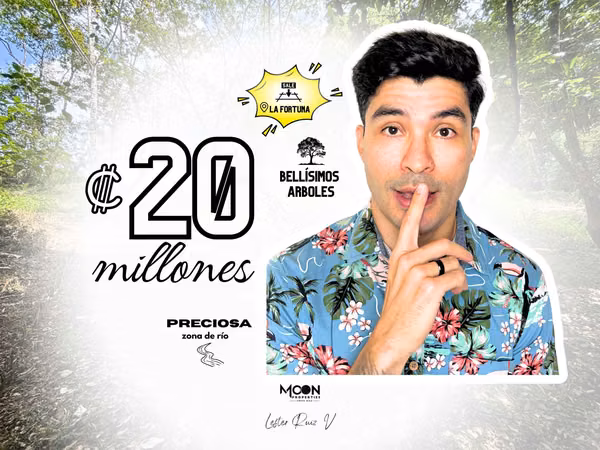Bellísimos árboles y zona de río! Lote en venta a 20m de La Fortuna.