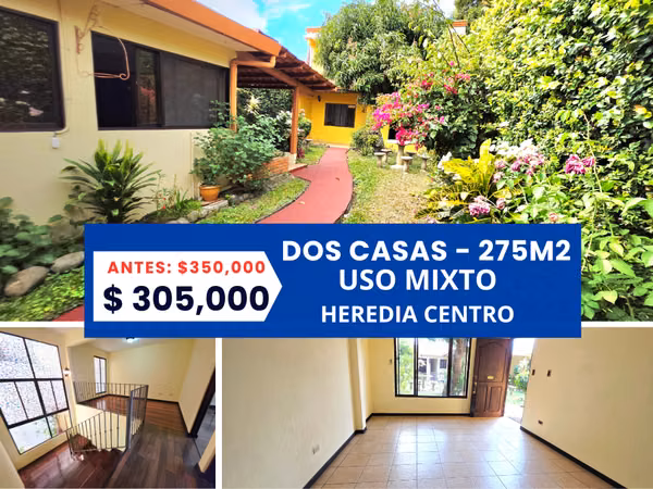 Venta de 2 casas,  uso comercial o vivienda, Heredia Centro