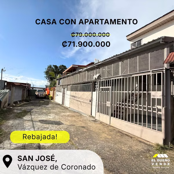 Casa con Apartamento en Venta San José , Vásquez de Coronado