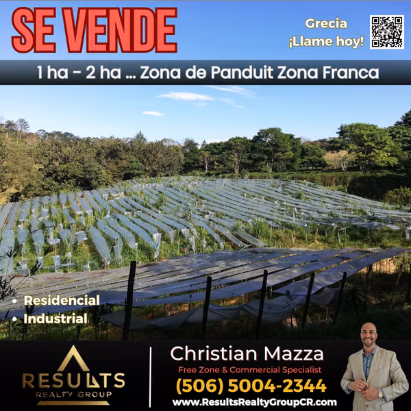 ¡NUEVO! 1 ha - 2 ha Residencial o Industrial Cerca de Zona Franca!