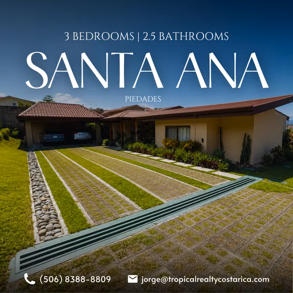 Remodeled Single-Story Home for Sale in Piedades de Santa Ana with Expansive Lot and Privacy