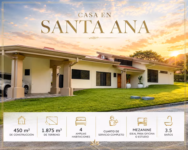 CASA DE 450 M2 DE UNA PLANTA CON 1.875 M2 DE LOTE EN SANTA ANA PIEDADES