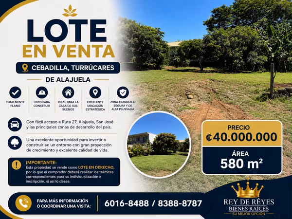 LOT SALE IN BARLEY-TURRUCARES- ALAJUELA