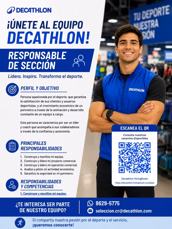 Responsable de Sección Tienda Decathlon Escazú /Curridabat/ Alajuela