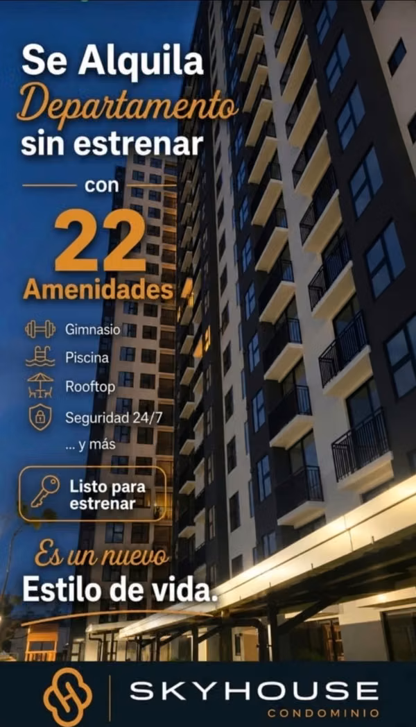 Alquiler de Apartamento para Estrenar en Sky House –San José