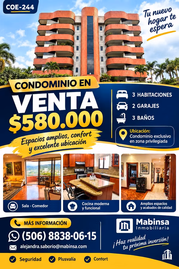 COE-244   CONDOMINIO HABITACIONAL EN TREJOS MONTEALEGRE. $580.000