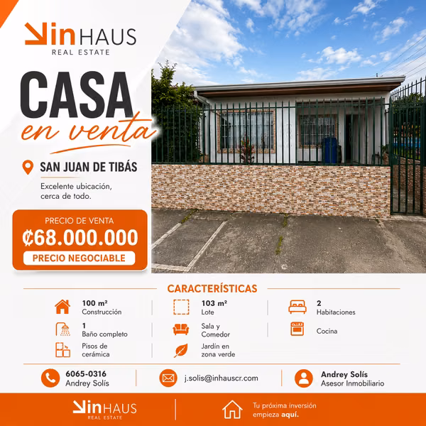 Venta de casa en Tibás - AS