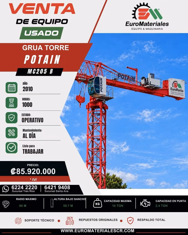 GRUA TORRE MC205B  POTAIN - year 2010