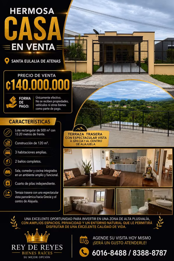 sALE OF HERMOSA CASE IN SANTA EULALIA DE ATENAS COSTA RICA