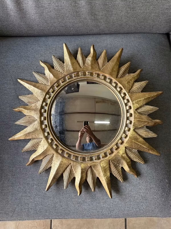 Decorative Mirror With Wood Frame, Imported As New Diameter 44 cm