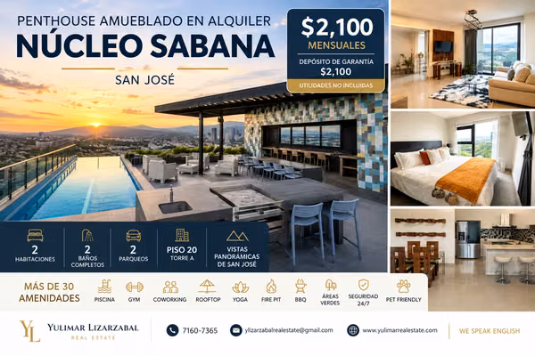Furnished Penthouse for Rent | Núcleo Sabana – San José