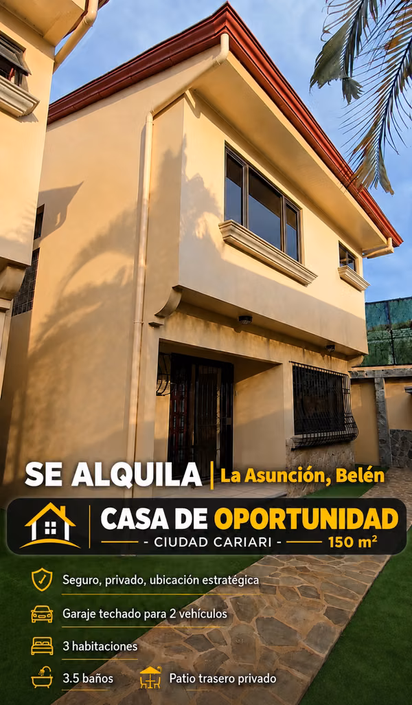 Rental in Bethlehem, Residencial Doña Claudia (Ciudad Cariari), privileged location.