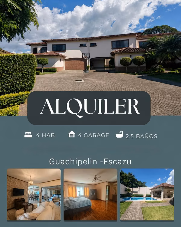 Casa en Alquiler 4 Habitaciones en Condominio, Escazú