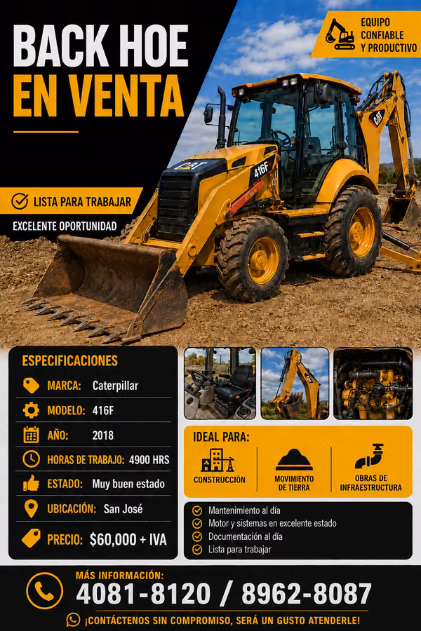 Retroexcavadora Caterpillar 416F - Año 2018