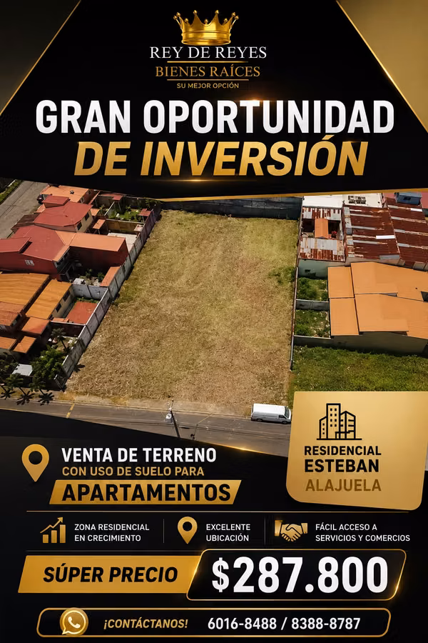 VENTA DE PROPIEDAD CON USO DE SUELO PARA APARTAMENTOS EN ALAJUELA