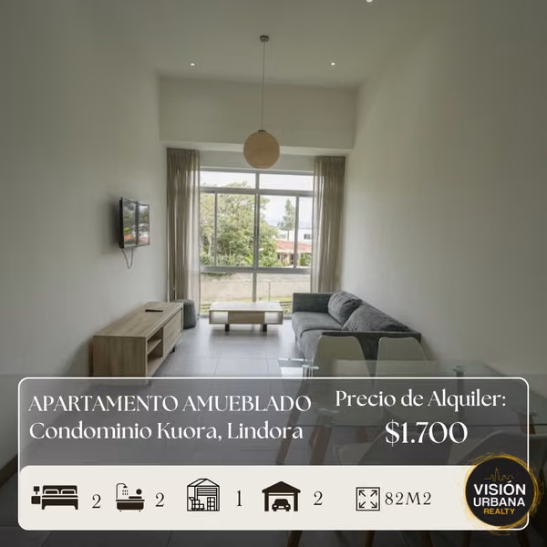 Apartamento Amueblado de 2 Habitaciones en Lindora