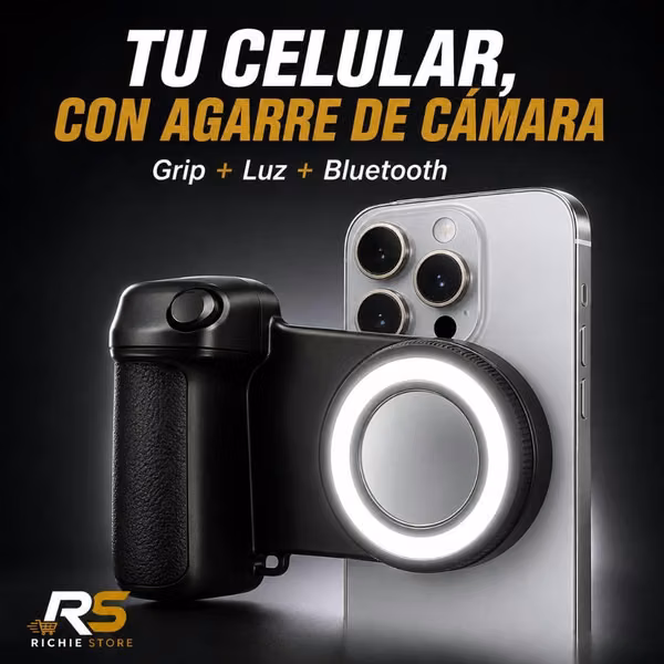 Grip Magnético MagSafe para Celular con Luz LED y Bluetooth