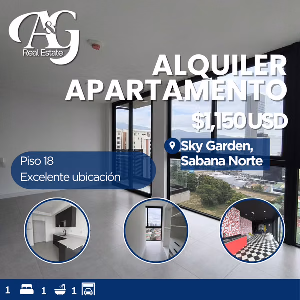 Alquiler Apartamento tipo estudio Sky Garden, Sabana Norte. ASJ447.