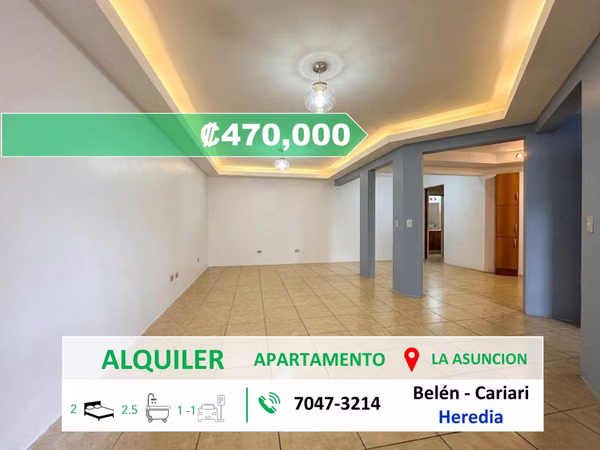 ALQUILER 2 bedroom apartment in La Asunción, Heredia