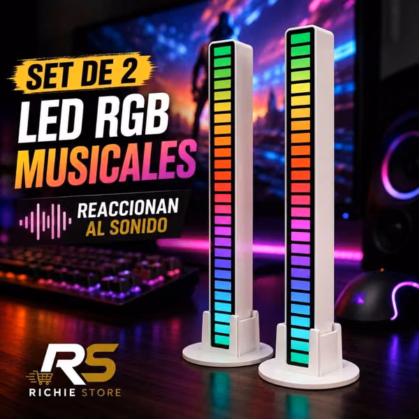 Set 2 LED RGB Musical Barges with USB-C Sound Sensor