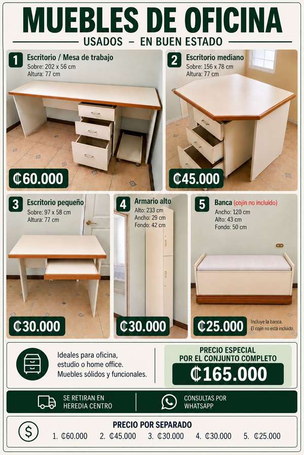 Muebles de oficina en melamina y madera