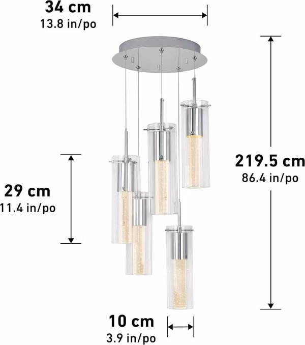 Lámpara Colgante Artika Omega5-PS - 5 Luces LED Cristal Burbuja.