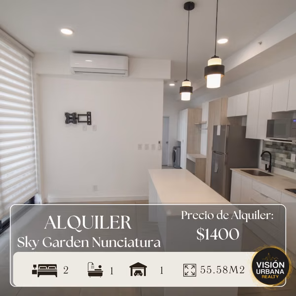 Apartamento con Línea Blanca de 2 Habitaciones en Sky Garden Nunciatura