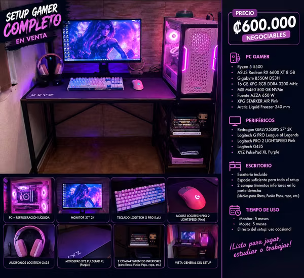 Computer GAMER COMPLETE RGB - LISTO TO JUGAR!