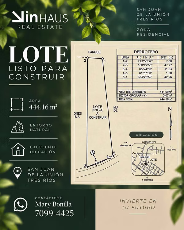 LOTE RESIDENCIAL DE 444 M2 | CERCA DE SAINT CLARE