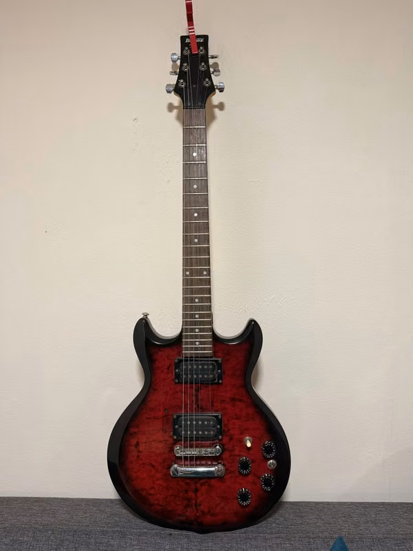 Guitar with amplifier