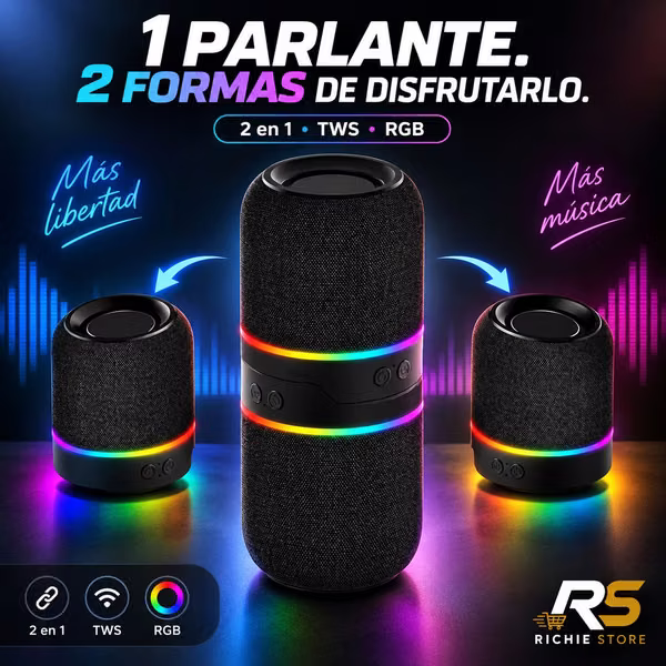 Bluetooth M25 2 speaker in 1 removable RGB TWS 20W Peak