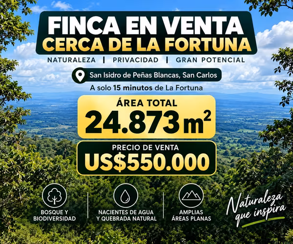 24.873 m² cerca de La Fortuna | Naturaleza, nacientes y potencial turístico