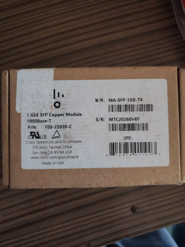 Cisco Meraki MA-SFP -1GB-TX - SFP Module Copper 1GbE (Sealed)