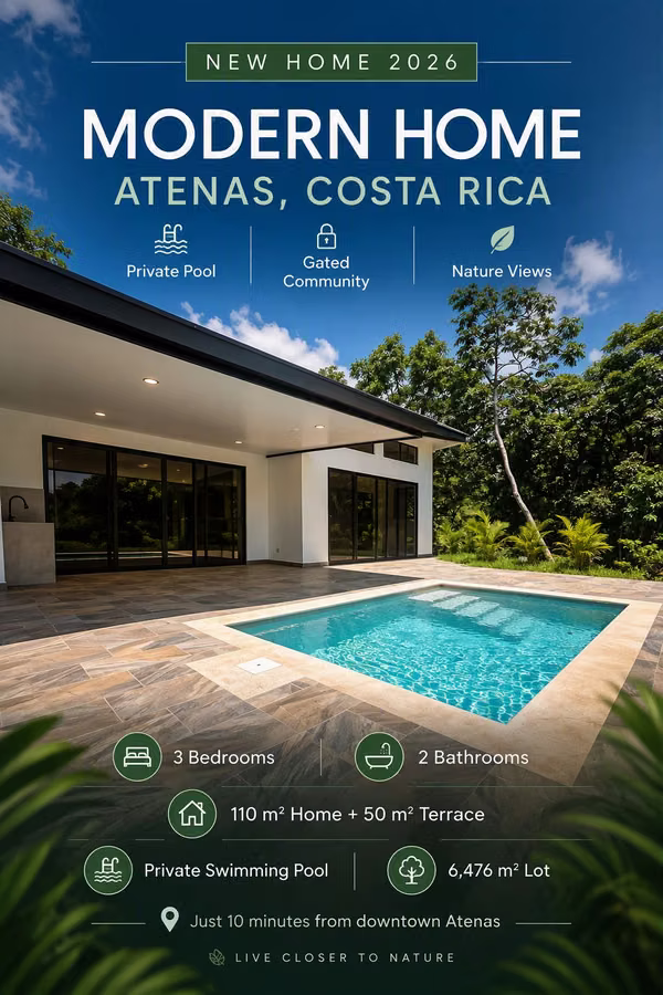 CASA MODERNA DE 3 HABITACIONES CON PISCINA PRIVADA PARA ESTRENAR EN ATENAS 